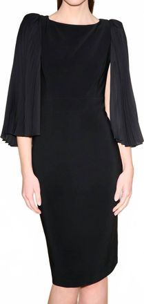 Joseph Ribkoff Pleated Sleeve Sheath Dress In Black