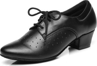 Minitoo Ballroom Low Heel Shoes for Women Closed Toe Evening Party Pumps L291 Black 4cm Heel UK 8