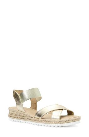 Aquatalia Almeria Weatherproof Slingback Espadrille Platform Wedge Sandal in Champagne Metallic at Nordstrom, Size 10