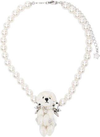 Yvmin Star Polka Dot Puppy Doll Pearl Necklace Brass Plated 18K Gold