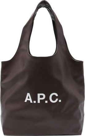 A.P.C. A.p.c., Tassen, Dames, Bruin, ONE Size, Katoen, Stijlvolle Donkerbruine Top Handvat Tas