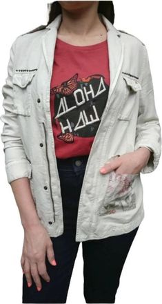 Mason's Safari-jas van linnen en katoen met kersenprint - Dames - Blazers - Beige - M - Katoen - Jassen