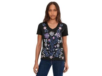 Johnny Was Everyday Tee- Adina Womens Clothing Black : LG, Cotton