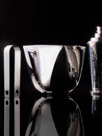 Pampaloni Silver-Plated Ice Bucket with Tongs