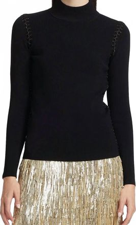 Elie Tahari The Nina Whipstitched Turtleneck Sweater In Black
