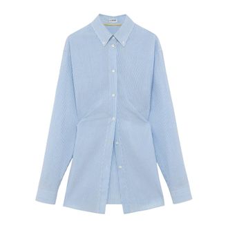 Loewe Lichtgewicht wollen overhemd met strepen - Dames - Blouses & Shirts - Blauw - Maat: XS Wol