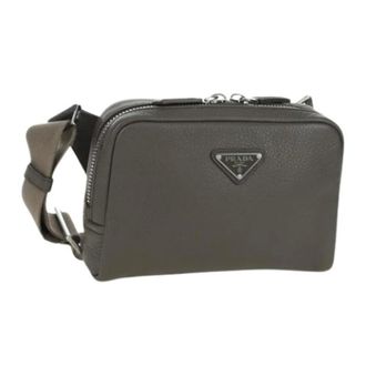 Prada Pre-owned Vintage Schoudertas - Dames - Pre-owned - Grijs - Maat: ONE Size Leer
