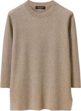 Fabiana Filippi Bruine trui met ronde hals - Dames - Ronde hals truien - Bruin - M - Truien & Vesten