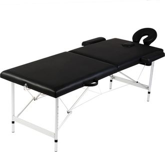vidaXL Vidaxl Camilla De Masaje Plegable 2 Zonas Estructura De Aluminio Negra