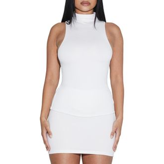 Naked Wardrobe Sleeveless Mock Neck Top in White at Nordstrom, Size X-Small