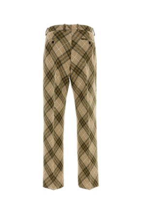 Burberry Mens Embroidered Wool Pant Campipcheck Pantaloni