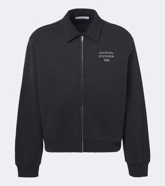 Acne Studios Logo cotton-blend zip-up sweatshirt