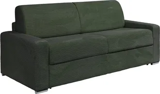 Vente-Unique Vente-unique - Divano Letto 4 Posti A Ribalta Posto Letto 160 Cm Materasso 18 Cm In Velluto A Coste Verde - Calito