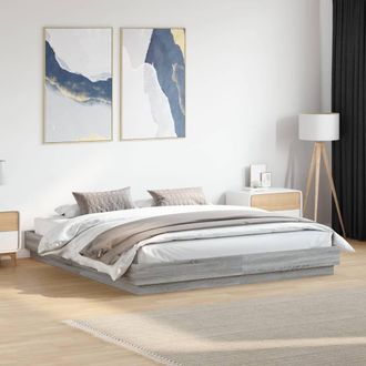 Berkfield Home Bed Frame without Mattress Grey Sonoma 180x200 cm Super King