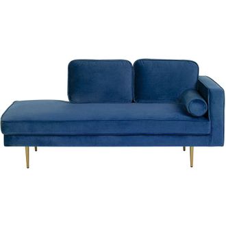Beliani Beliani - Chaise longue tapizado en terciopelo azul marino versión derecha patas de metal diseño moderno Miramas