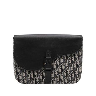 Dior Pre-owned Saddle A4 Pouch - Dames - Pre-owned - Blauw - Maat: ONE Size Leer