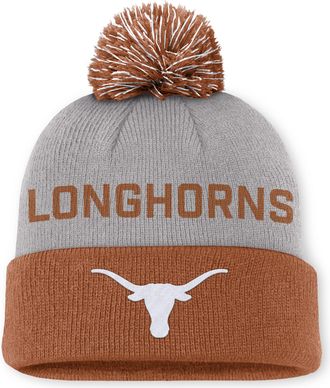 Nike Texas Primetime Peak Nike Mens College Cuffed Pom Beanie in Grey | NC160FBYTXE-H9D