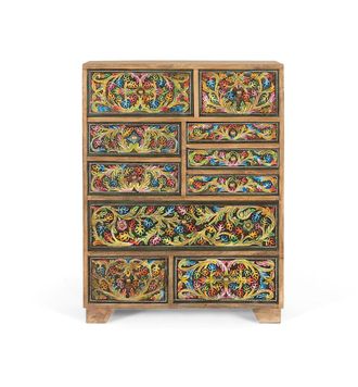 Giner&Colomer C&oacute;moda con cajones pintados con motivos florales a mano 70 cm largo