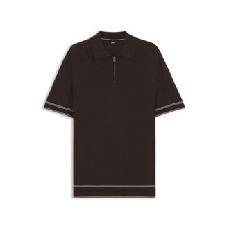 BOSS Zip-neck sweater in a linen blend