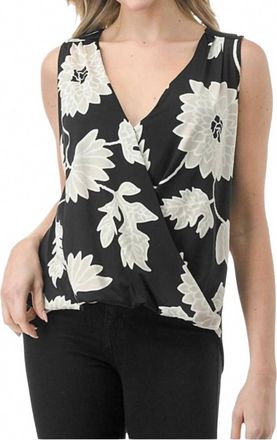 Ariella Printed Tank Top In White/black