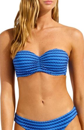 Seafolly Bustier Bandeau Bikini Top in Sapphire at Nordstrom, Size 10 Us