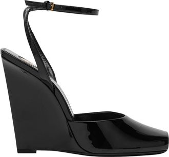 Saint Laurent Sandalo Basso Orhand Wedges - Dames - Sleehakken - Zwart - 37 1/2 EU - Schoenen