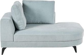 Beliani Chaise Longue Moderna Izquierda Tapizado De Chenilla Patas De Hierro Negras Con Cojines Azul Claro Marum