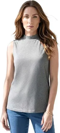 Roaman's Ultimate Sleeveless Mockneck Tee in Medium Heather Grey at Nordstrom, Size 28