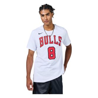Nike Jordan T-Shirts, male, White, Size: XL Chicago Bulls T-shirt