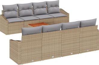 vidaXL Garden Sofa Set 7 pcs Beige and light grey vidaXL