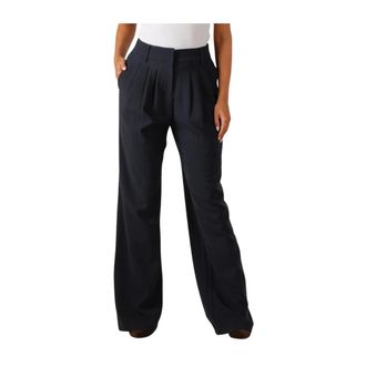 Co'Couture Broeken, Dames, Blauw, L, Polyester, Navy Plooi Lange Broek