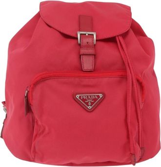 Prada Front Pocket Backpack Tessuto Pink Nylon Backpack Bag (Pre-Owned)