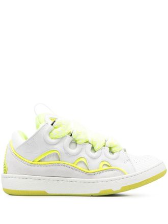 Lanvin Curb panelled lace-up sneakers - women - Calf Leather/Calf Leather/Polyester/Polyester/Spandex/Elastane/Spandex/Elastane/Rubber - 35 - White