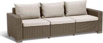 Keter Divano 3 posti da esterno California adatto per arredare il giardino con cuscini inclusi, color grafite 198x68x71,5 cm - Keter