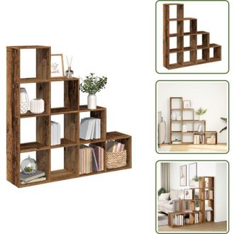 vidaXL The Living Store Libreria a 4 Ripiani Legno Vecchio 131,5x29x131,5 cm Truciolato - Scaffale porta oggetti