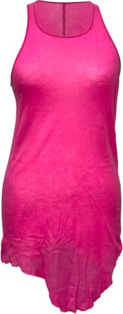 Rick Owens Asymmetric Tank Top in Pink Cotton