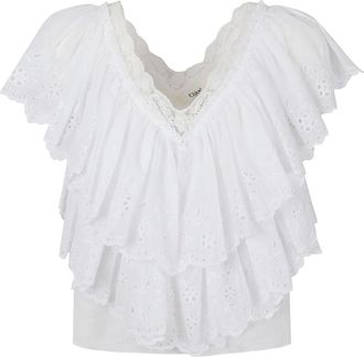 Chlo&eacute; Dames, Blouses & Shirts, Wit, Maat: XS Katoen