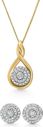 Pompeii3 Diamond Pendant Earring Set Yellow Gold
