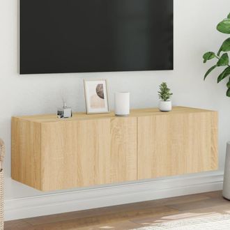 vidaXL Vidaxl - Mueble De Tv De Pared Con Luces Led Roble Sonoma 100x35x31 Cm