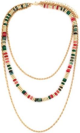 Panacea Stone Beaded Layered Chain Necklace in Gold Multi at Nordstrom Rack