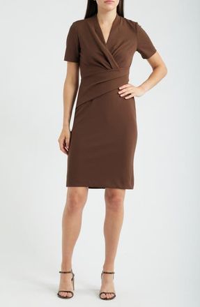 Anne Klein Pleated Scuba Crepe Dress in Molasses at Nordstrom, Size 10