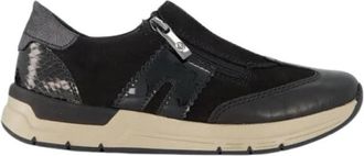 Rieker 58964-00 Instapper - Dames - Sneakers - Zwart - 38 EU - Leer - Schoenen