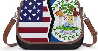 Generic US & Belize Flag Fashion Womens Crossbody Bags Novelty Handbag Shoulder Bag Purse