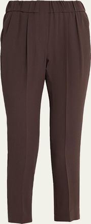 Brunello Cucinelli Silk Crepe Cady Straight-leg Ankle Pull-On Pants