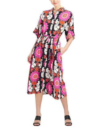 Natori Talitha Crepe A-Line Belted Shirtdress