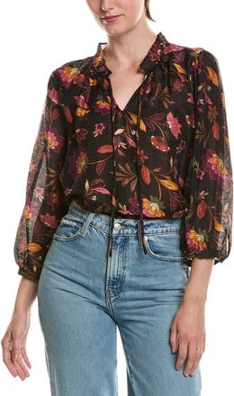 Vince Camuto Tie-Neck Linen-Blend Peasant Blouse