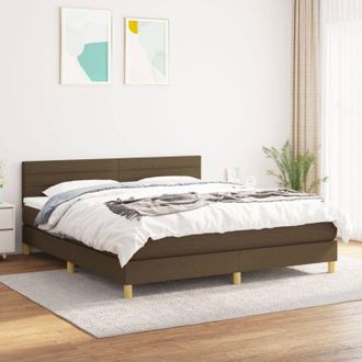 vidaXL Vidaxl - Cama Box Spring Con Colch&oacute;n Tela Marr&oacute;n Oscuro 180x200 Cm