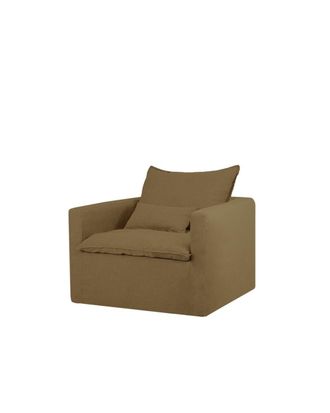 Deco Wood Sill&oacute;n de algod&oacute;n y lino desenfundable verde 109x96cm