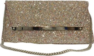 Jimmy Choo London Margot Chain Clutch in Silver Glitter