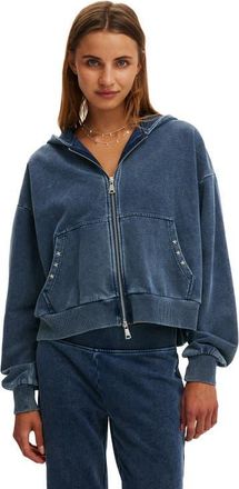 Cotton On Womens Oversized Zip Through Hoodie in Indigo Dye at Nordstrom, Size Xx-Small